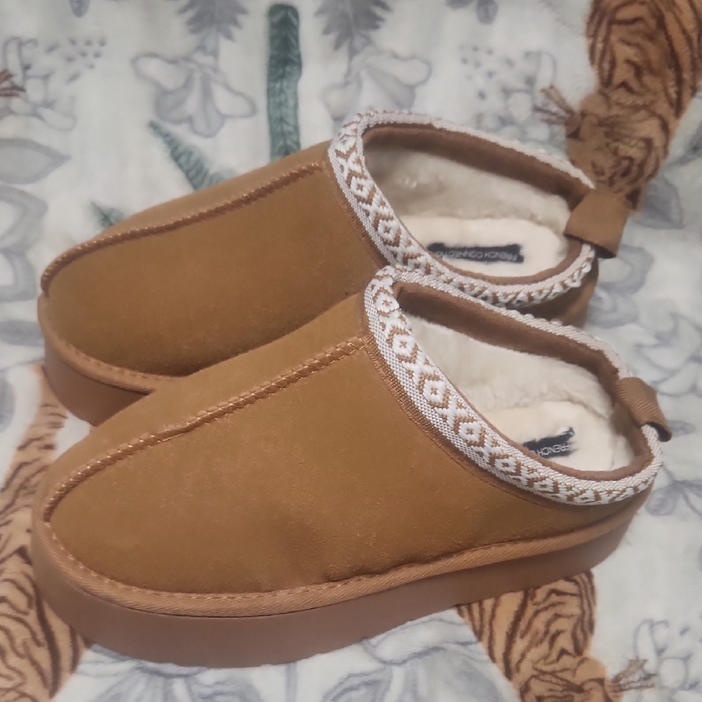 French Connection Brown Slippers Comfortable Suede